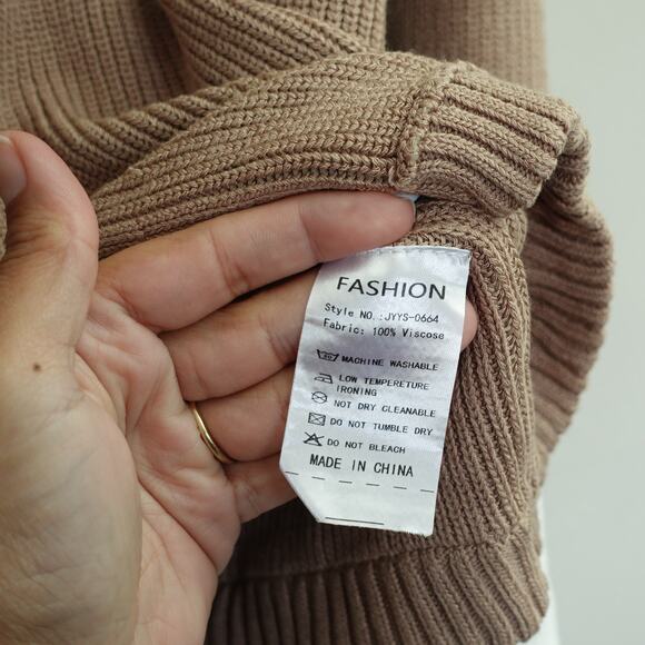 NWT Fashion Womens Ribbed Cardigan Sweater Viscose Button Front Brown Size S - Picture 5 of 6